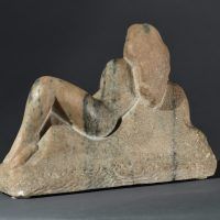 Marble carving of a reclining nude woman