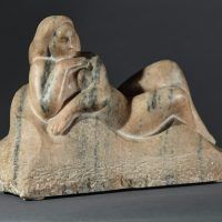 Marble carving of a reclining nude woman
