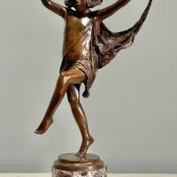 Alt text: Bronze sculpture of a young girl
