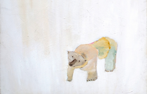 Alt text: Painting of a polar bear on a stark white background