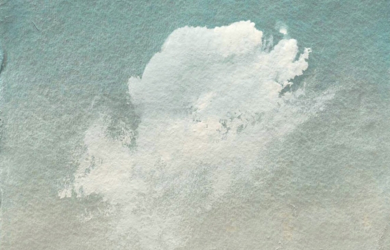 Alt text: Painting of a single fluffy cumulus cloud against a gradient sky