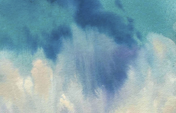 Alt text: Painting of fluffy cumulonimbus clouds