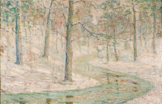 Alt text: Painting of a forest in winter