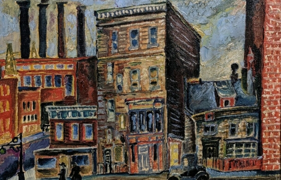 Alt text: Painting of Manhattan's Lower East Side
