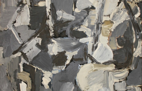 Alt text: Abstract casein painting