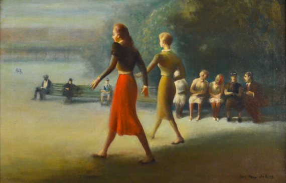 Alt text: painting of women walking in a park