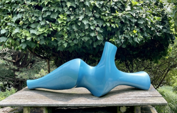 Alt text: bright blue outdoor sculpture