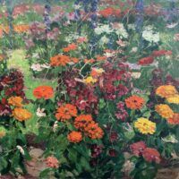 Alt text: colorful painting of flowers