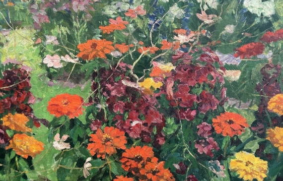 Alt text: colorful painting of flowers