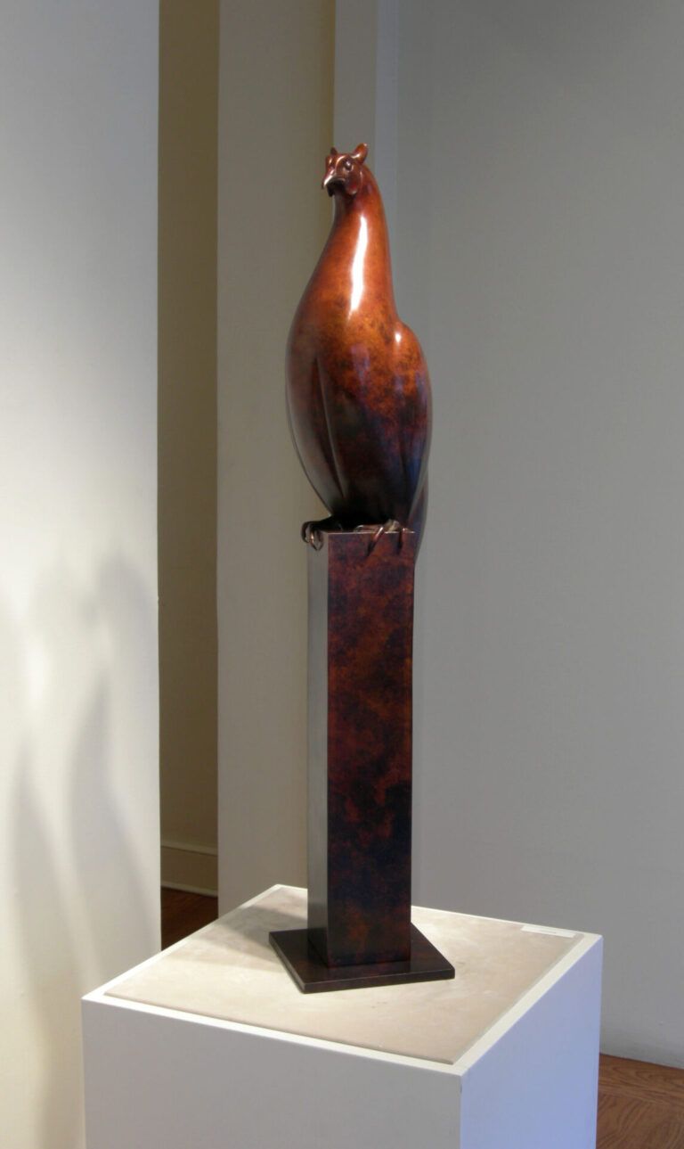 Installation view of bronze bird sculpture for 2006 Geoffrey Dashwood exhibiion