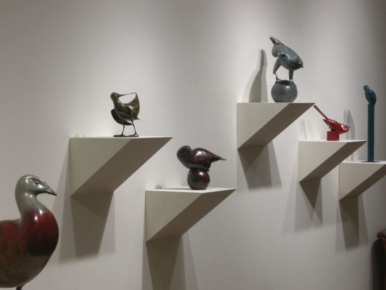 Installation view of bronze bird sculptures for 2006 Geoffrey Dashwood exhibiion