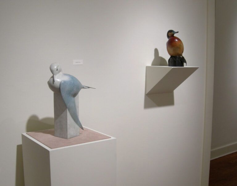 Installation view of bronze bird sculptures for 2006 Geoffrey Dashwood exhibiion
