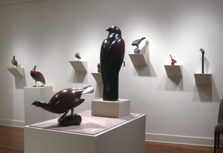Installation view of bronze bird sculptures for 2006 Geoffrey Dashwood exhibiion