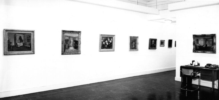 Black and white installation photograph of 1974 Walter Gay show